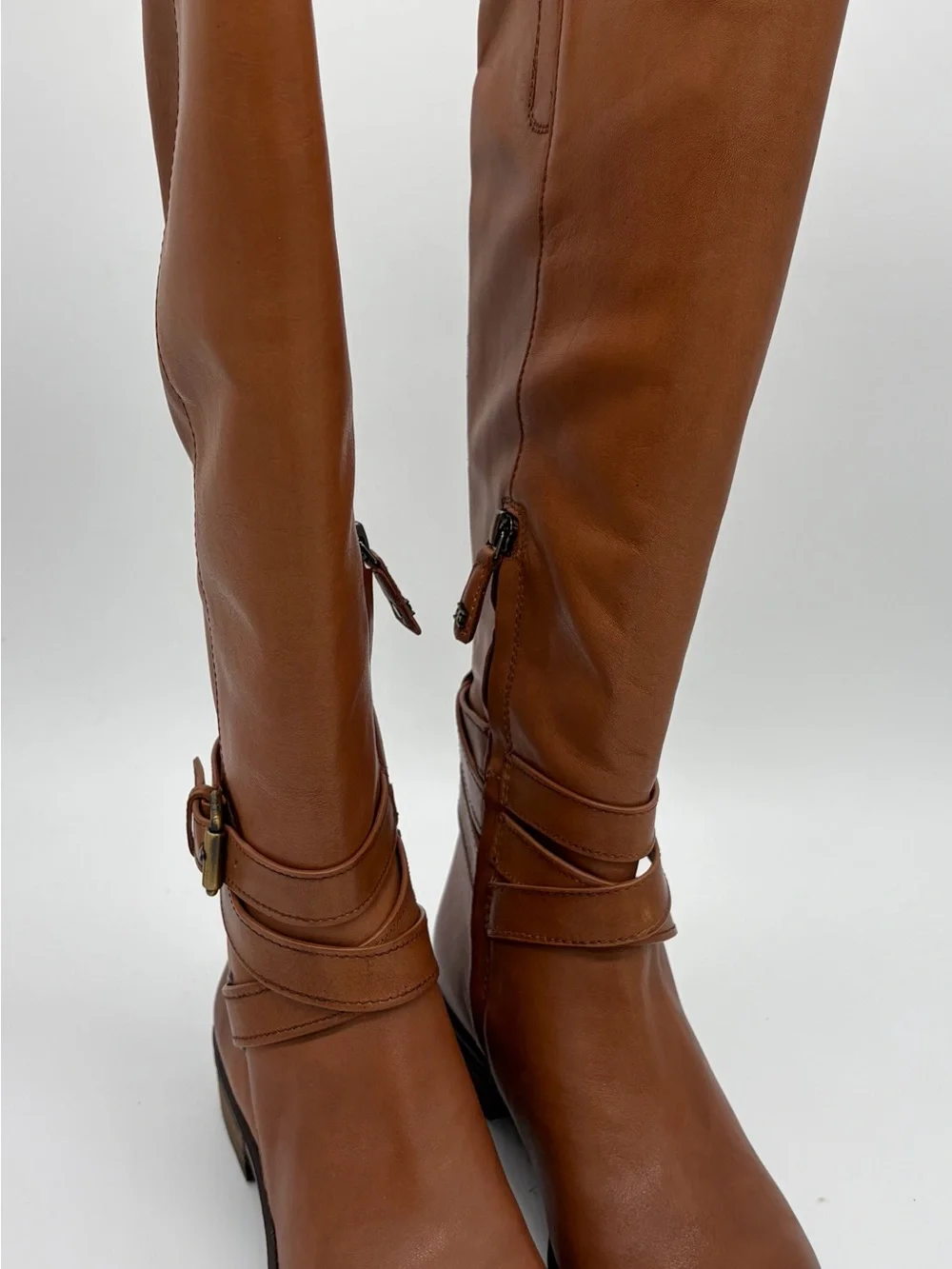 Sam Edelman Pansy Chestnut Leather Over-The-Knee Buckle Boots
